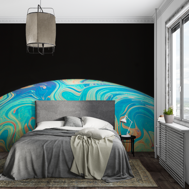 Weltraum-Erde-Glas-Tapete | Wandbildtapete