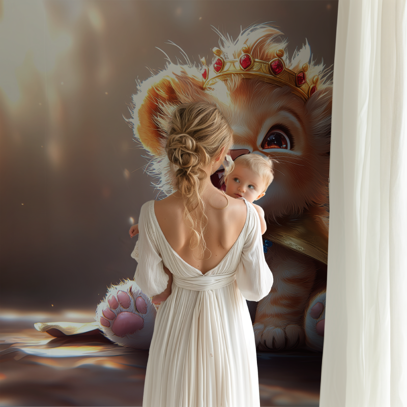 Lion and Flower Crown Wallpaper | Murals Wallpaper