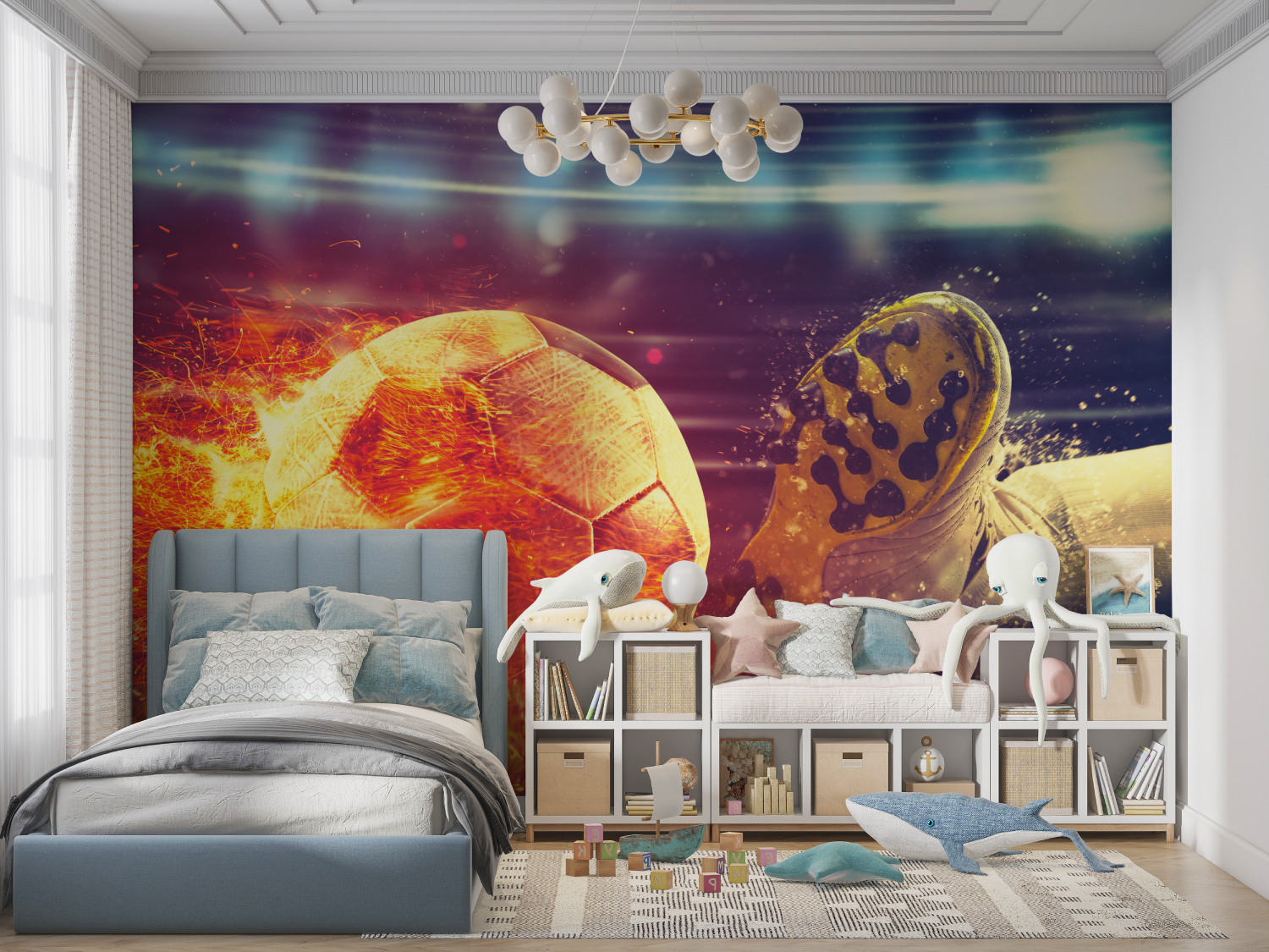 Football Balloon Wallpaper for Boys' Room | Murals Wallpaper