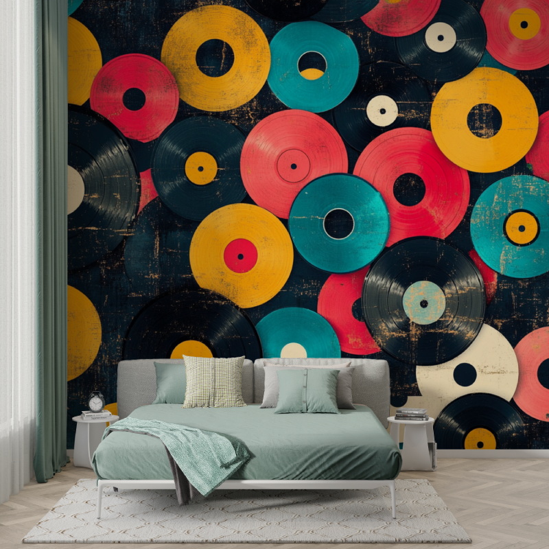 Retro-Vinyltapete | Wandtapete