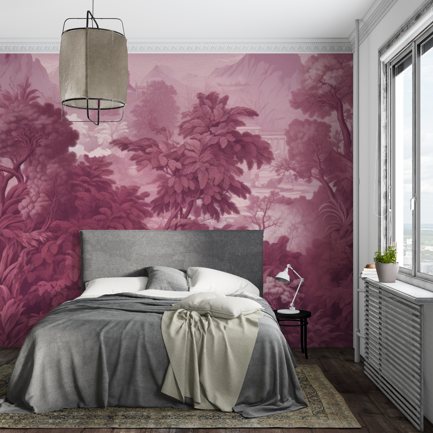 Lila Rosa Landschaftstapete | Wandbilder Tapete