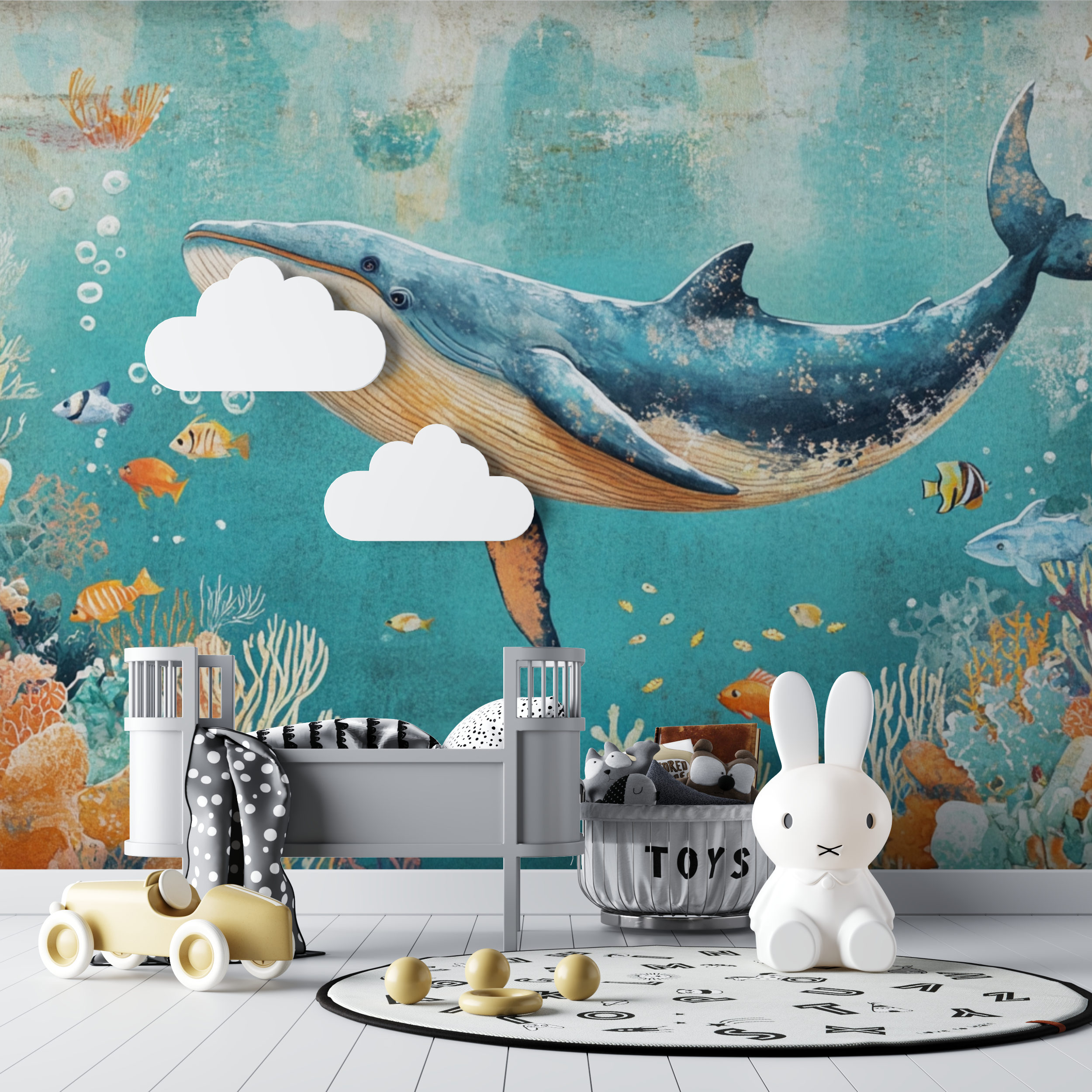 Whale and Coral Wallpaper | Murals Wallpaper