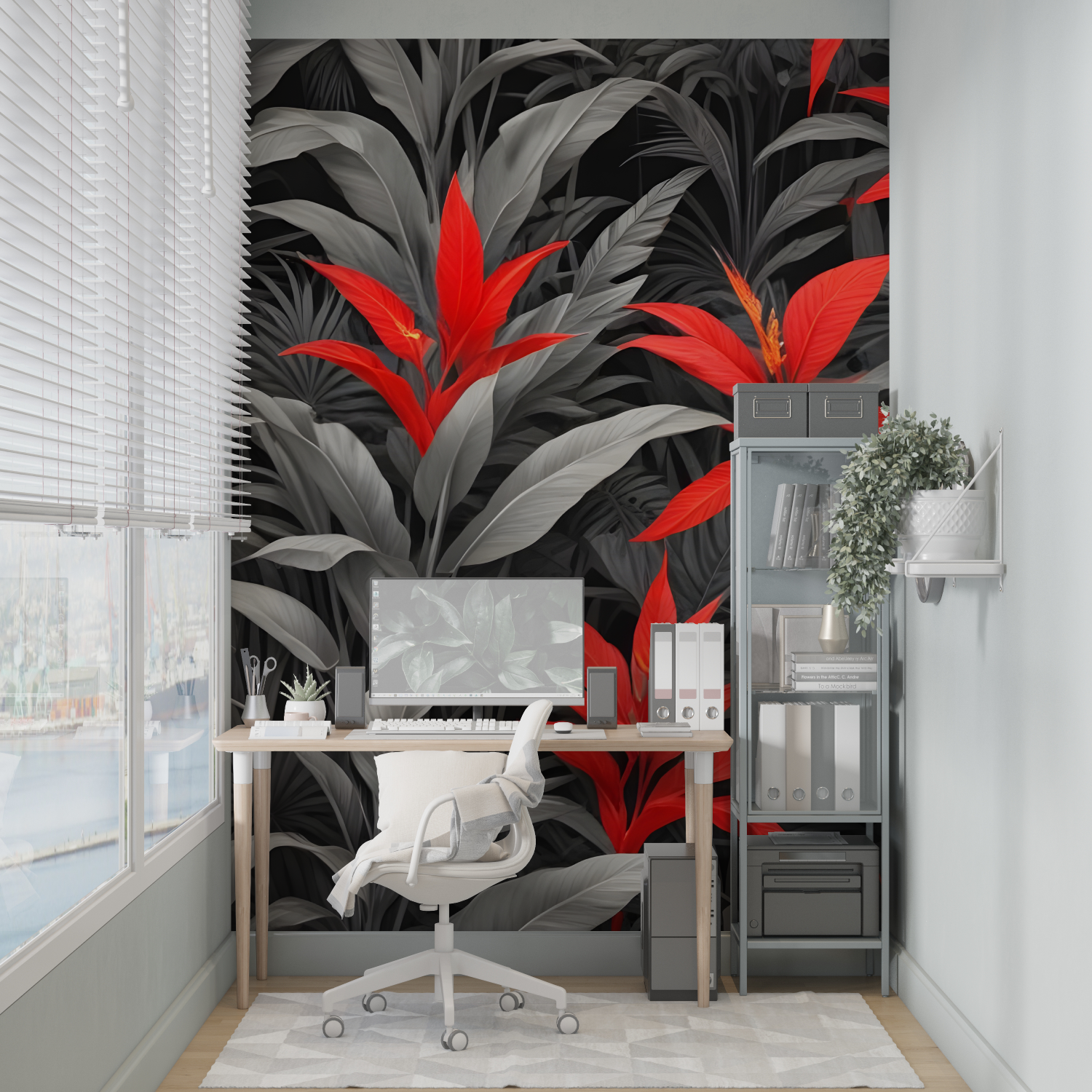 Gray Red Wallpaper | Murals Wallpaper