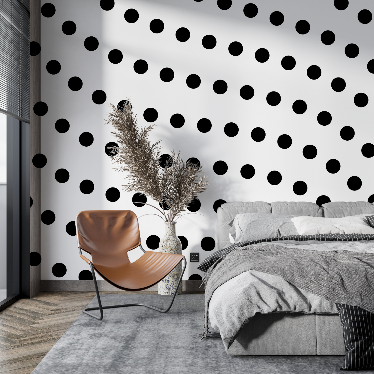 Schwarze Punkte-Tapete | Wandbildtapete