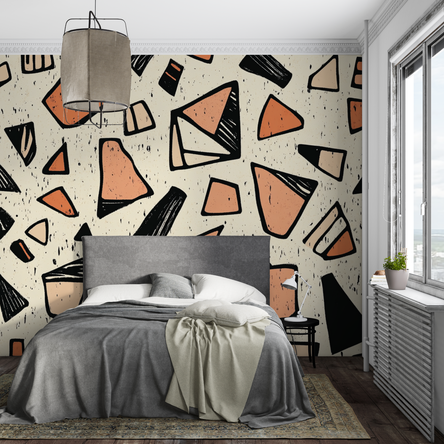 Abstract Geometric Terracotta Wallpaper | Murals Wallpaper