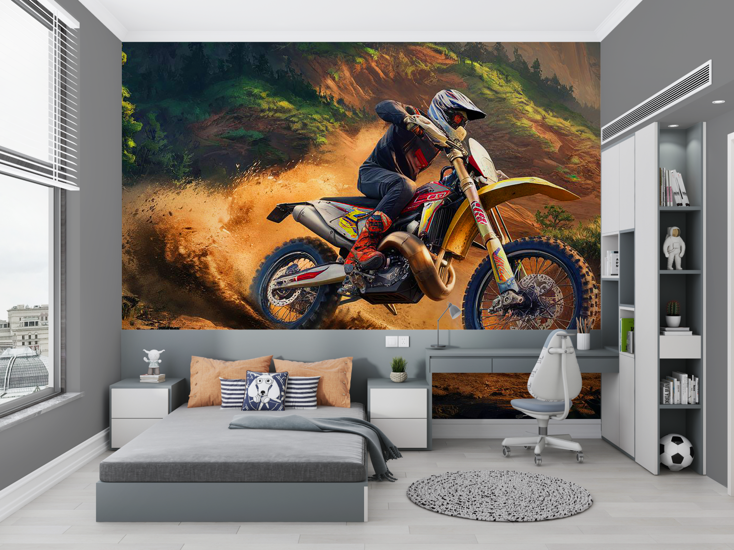 Tapete Garcon Moto Drift Chambre Petit