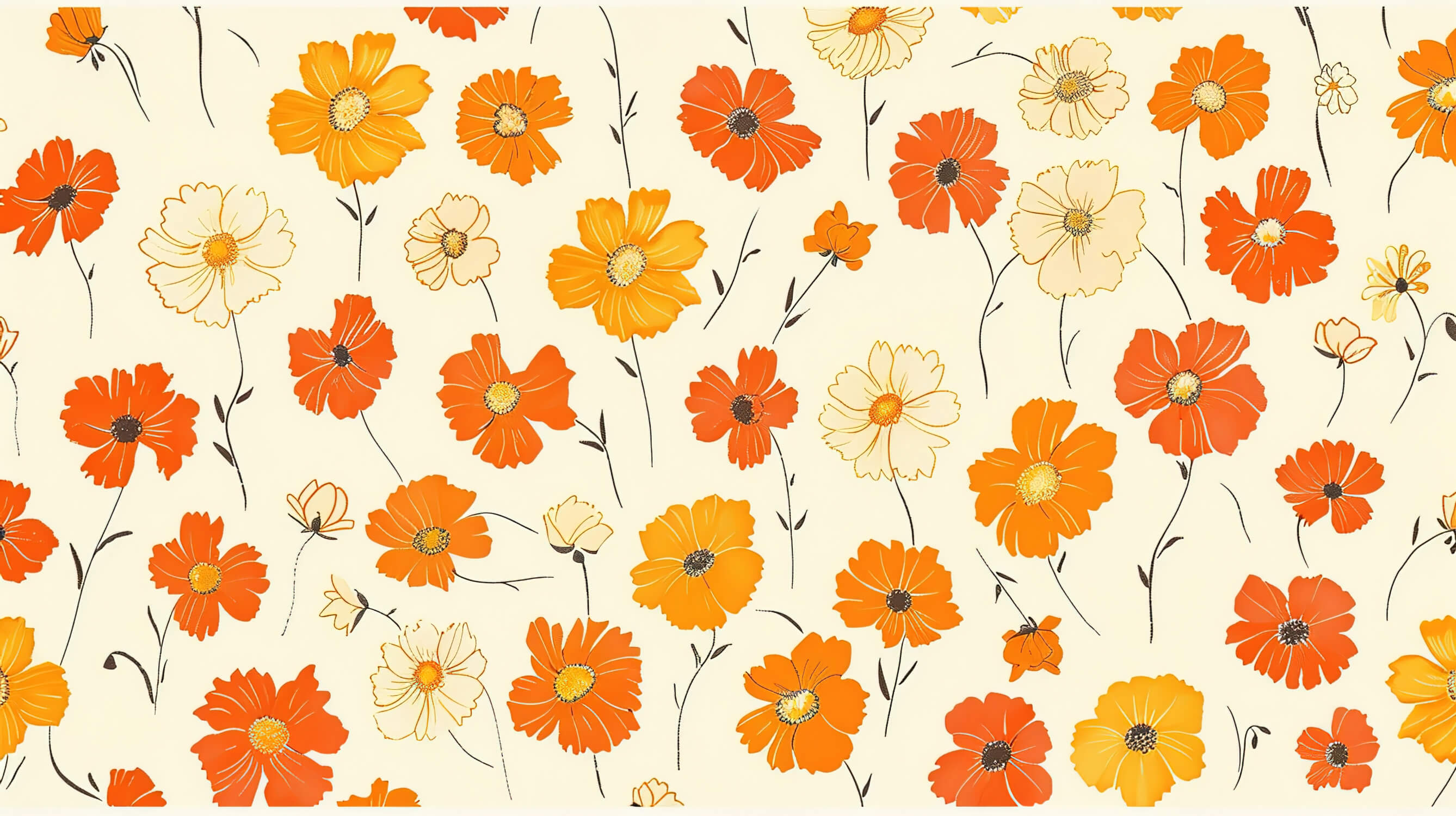 Vintage Orange and White Wallpaper | Murals Wallpaper