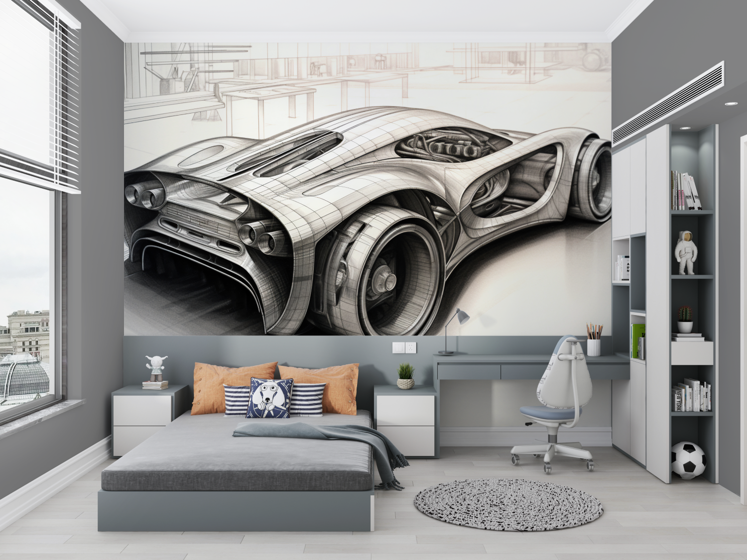 Technical Drawing Wallpaper Car | Murals Wallpaper