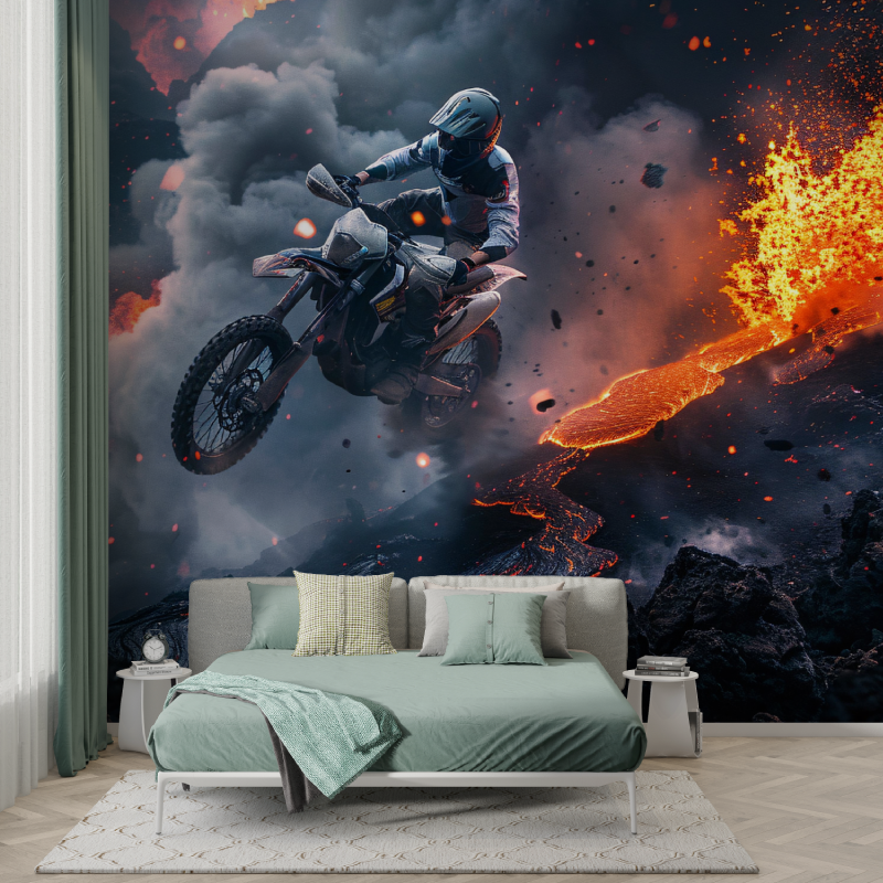Boy's Motorcycle Flying Wallpaper | Murals Wallpaper