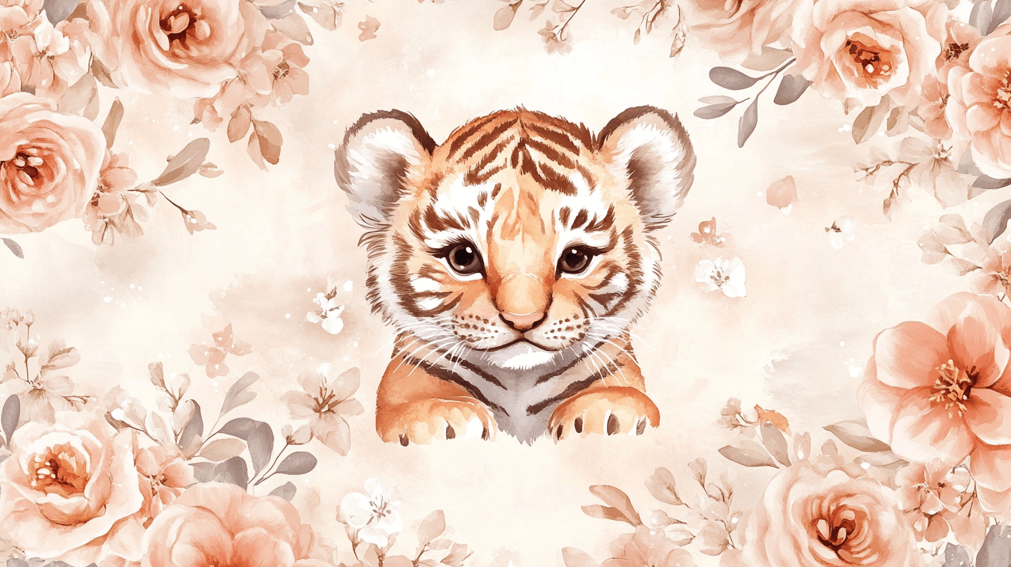 Floral Tiger Wallpaper | Murals Wallpaper