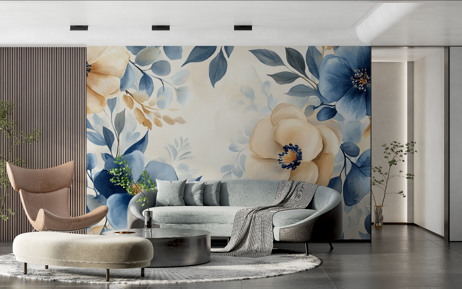 Papel Pintado Acuarela Abstracto Flores Silvestres | Murales de Papel Pintado