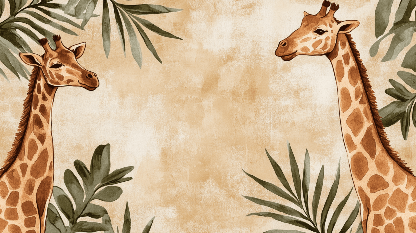 Giraffe and Jungle Sepia Wallpaper | Murals Wallpaper