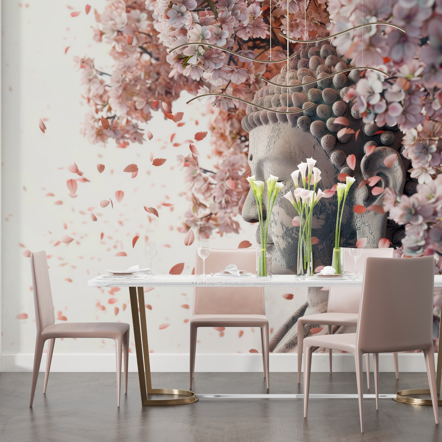 Buddha-Blumentapete | Wandtapete