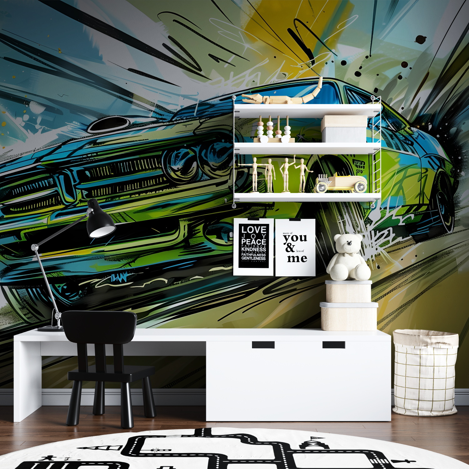 Giant Poster Wallpaper Green Car | Murals Wallpaper