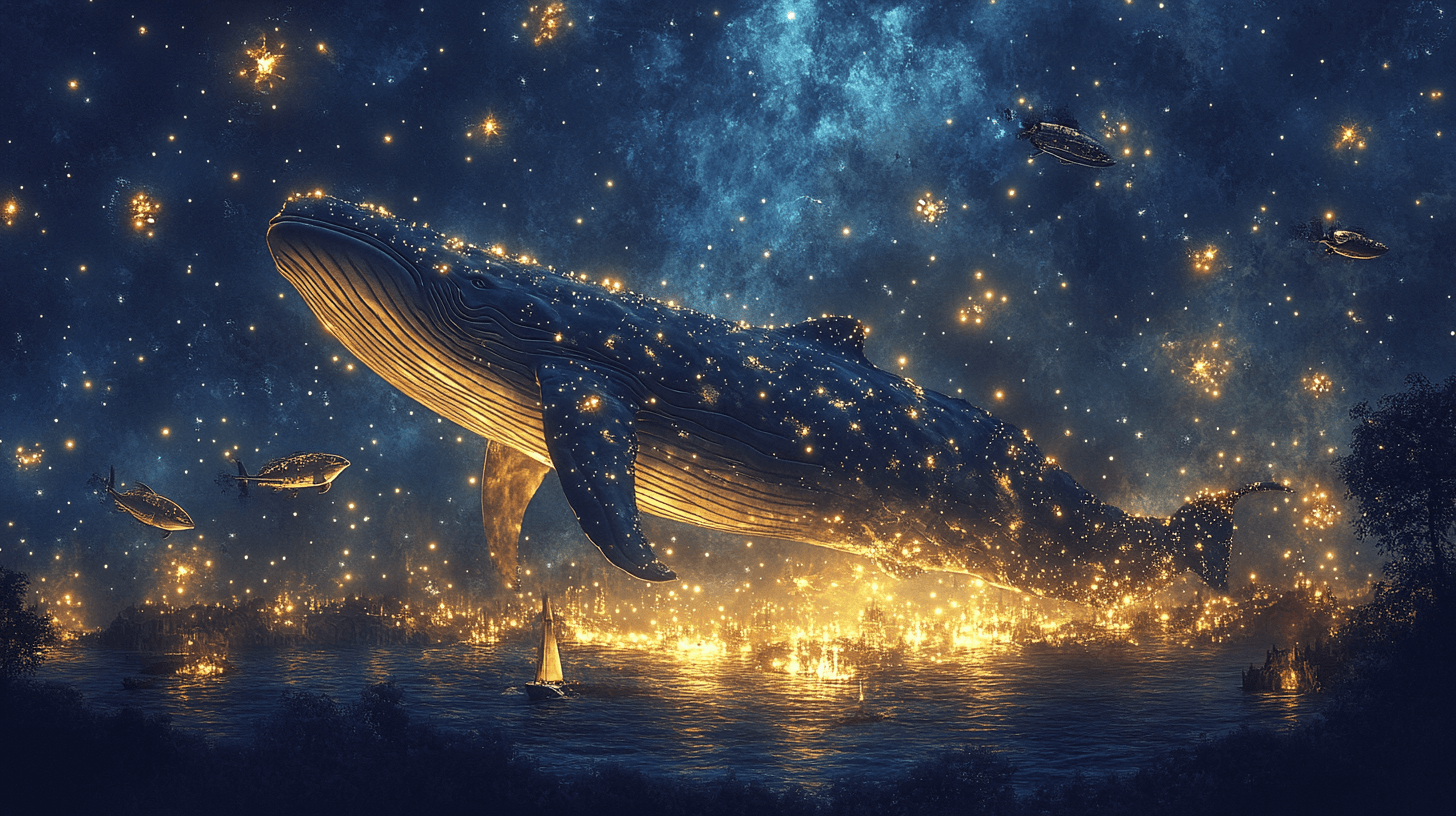 Whale and Stars Panoramic Wallpaper | Murals Wallpaper
