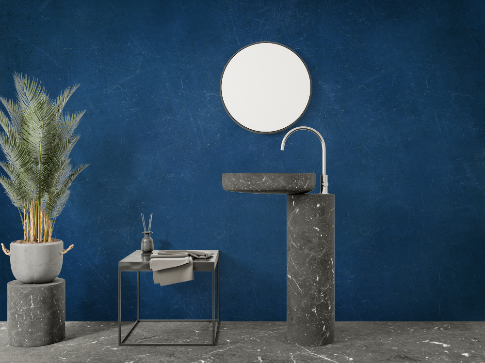 Petroleum Blue Wallpaper for Bathroom | Murals Wallpaper