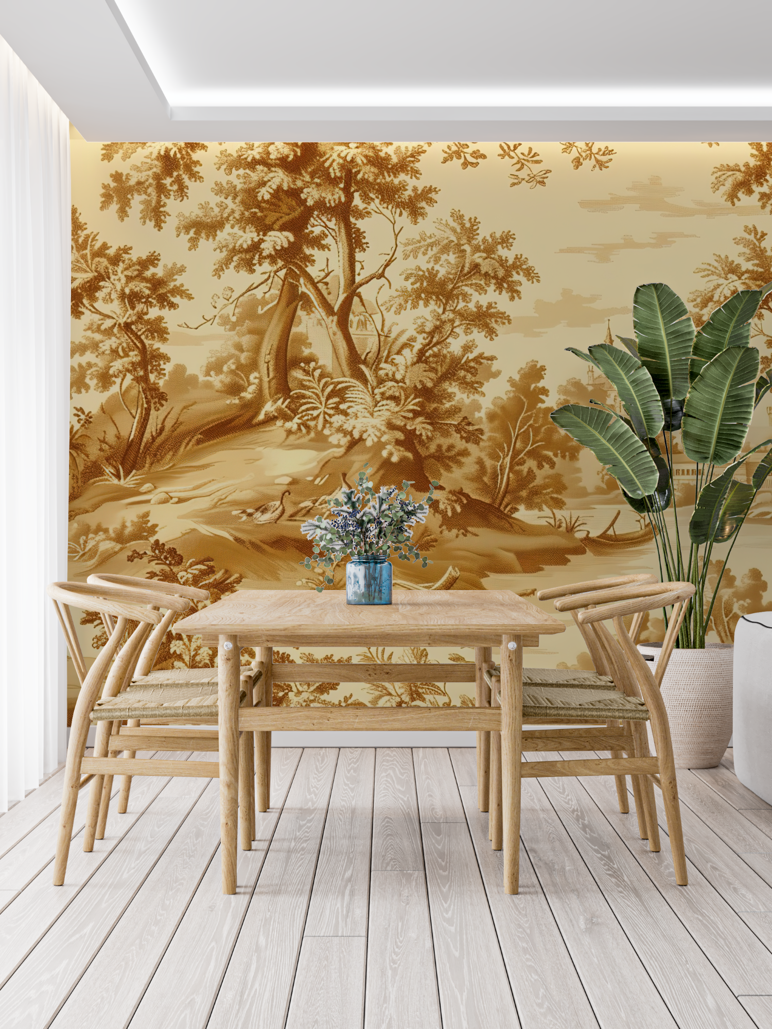 Yellow Landscape Toile Wallpaper | Murals Wallpaper