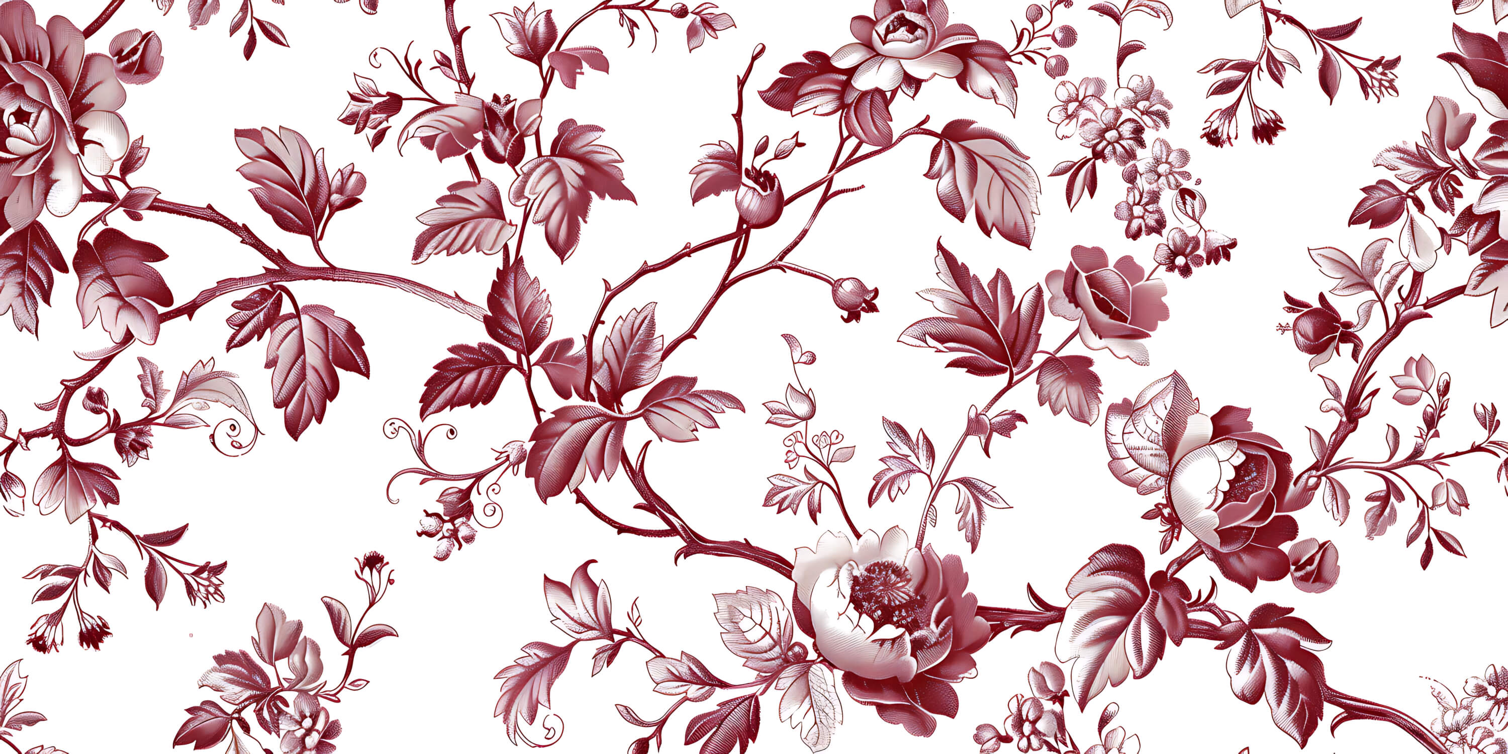 Toile de Jouy Wallpaper Red White | Murals Wallpaper