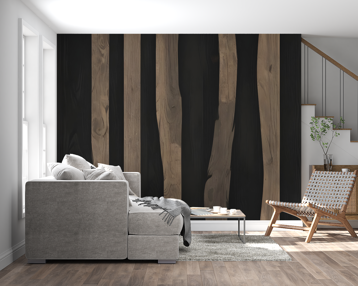 Wood and Black Wallpaper | Murals Wallpaper