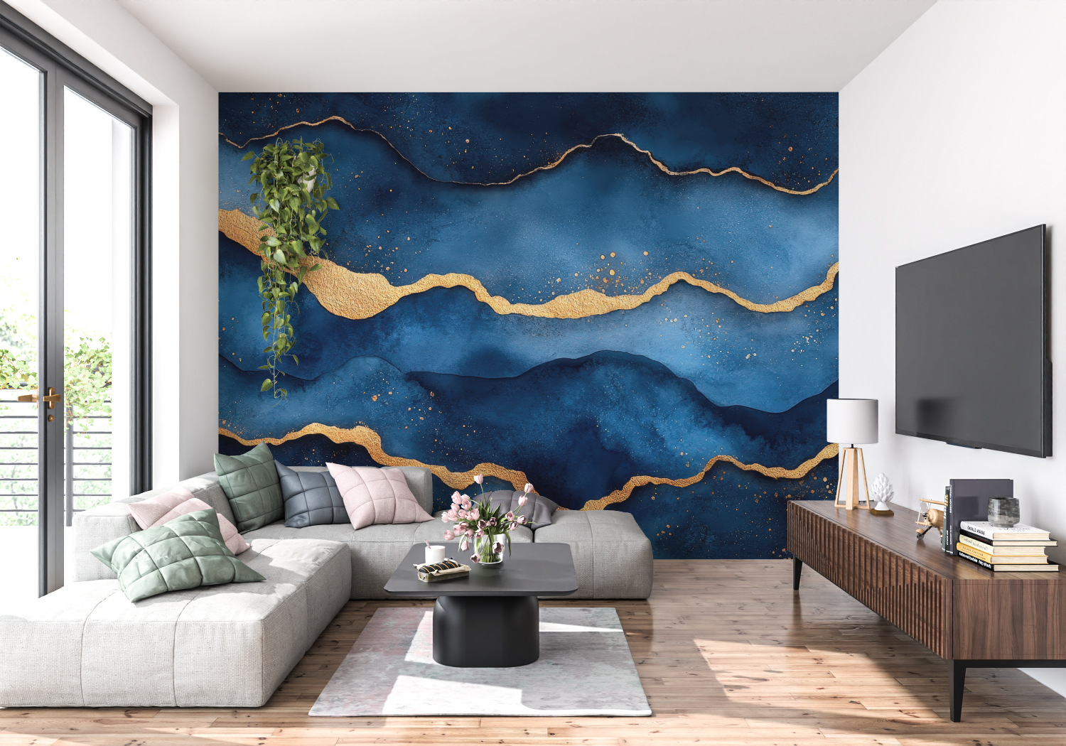 Blue Gold Wallpaper | Murals Wallpaper