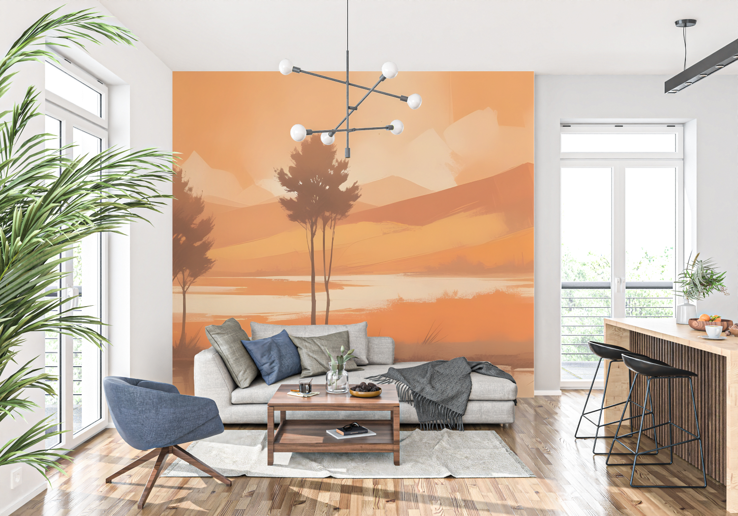 Orange Panoramic Wallpaper | Murals Wallpaper