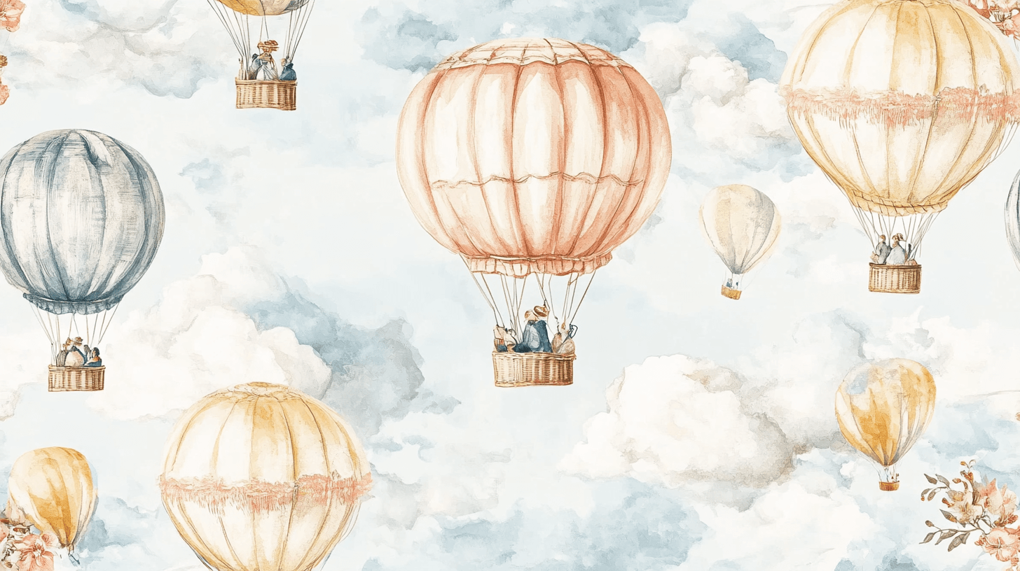 Vintage Watercolor Hot Air Balloon Wallpaper | Murals Wallpaper