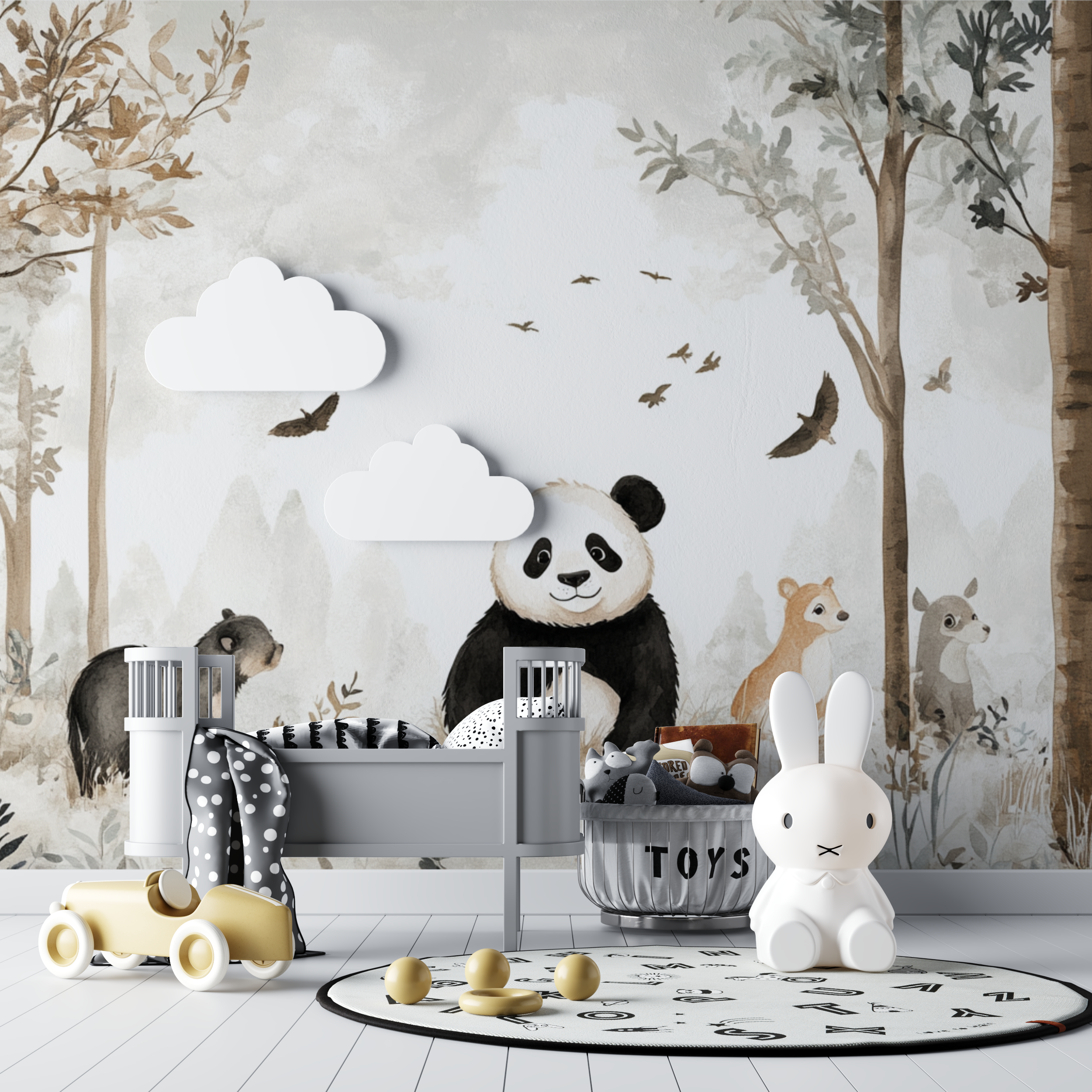 Panda und Waldfreunde Tapete | Wandbilder Tapete