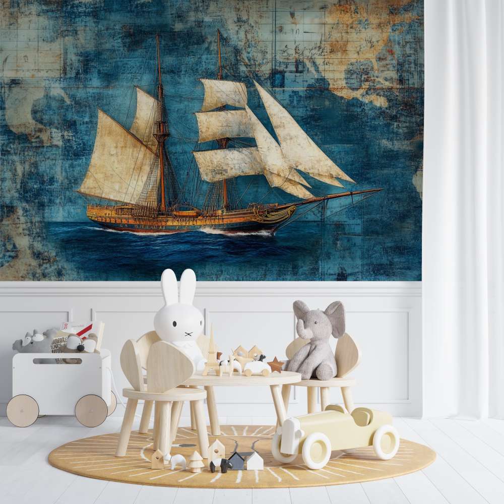 Nautical Sailboat Retro Wallpaper | Murals Wallpaper