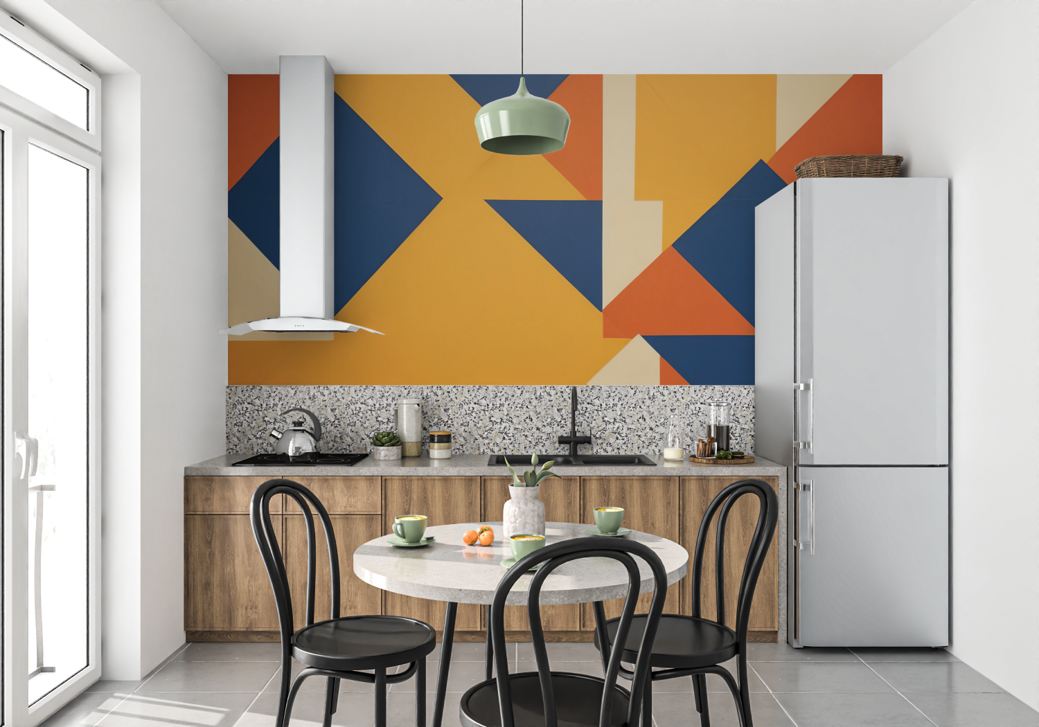 Orange and Blue Geometric Wallpaper | Murals Wallpaper