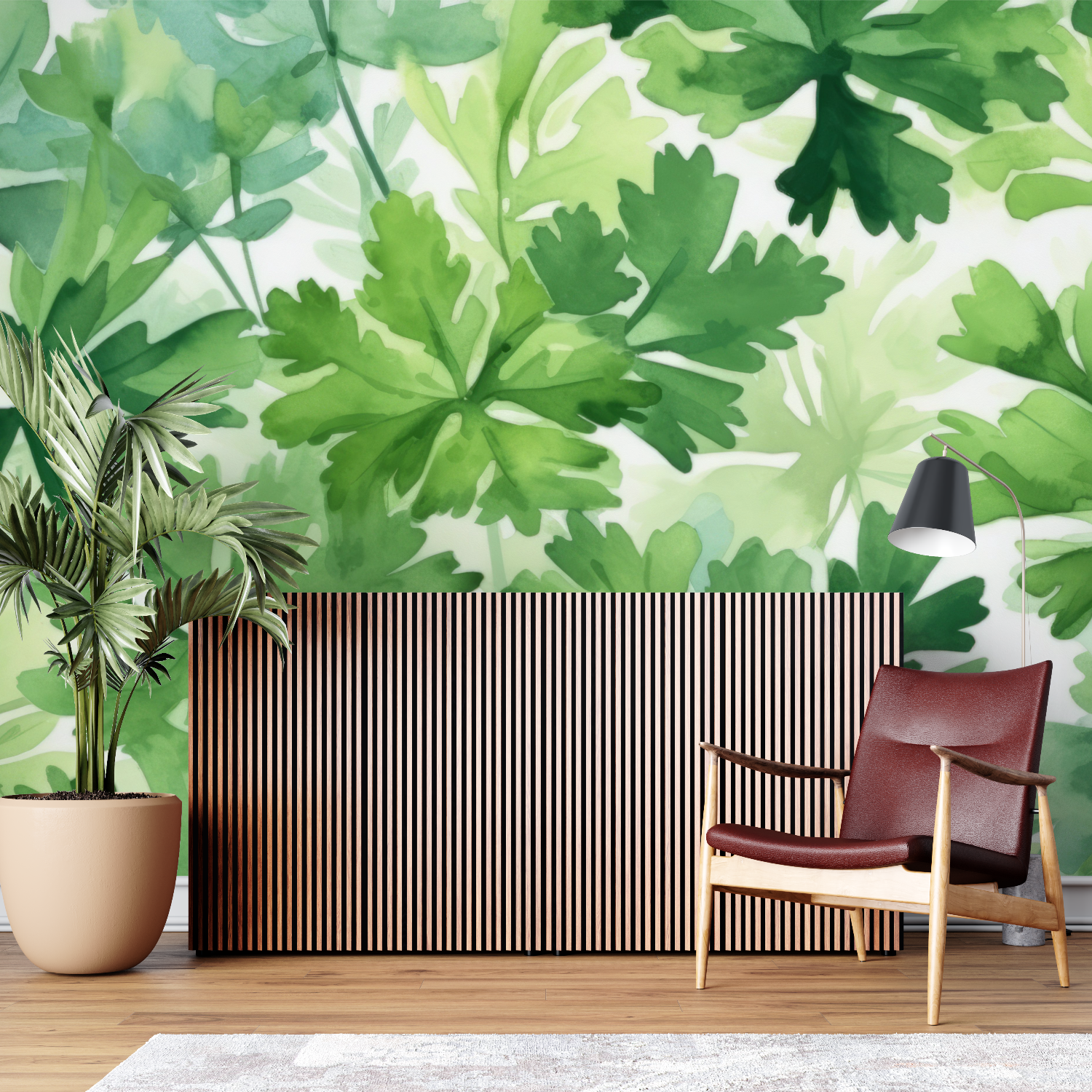 Grüne botanische Tapete | Wandtapete