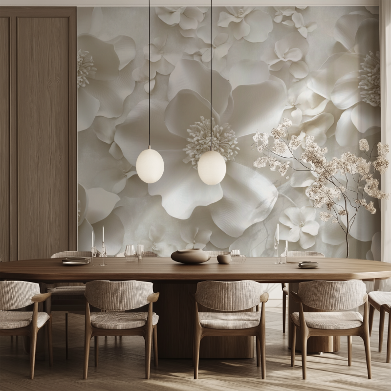 Tapete mit 3D-Fleur-Blanche-Tanz im Kinderzimmer