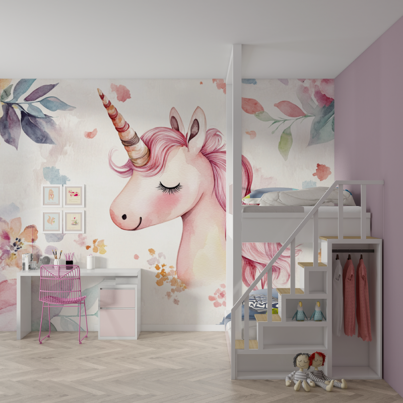 Happy Unicorn Wall Decor Wallpaper | Murals Wallpaper
