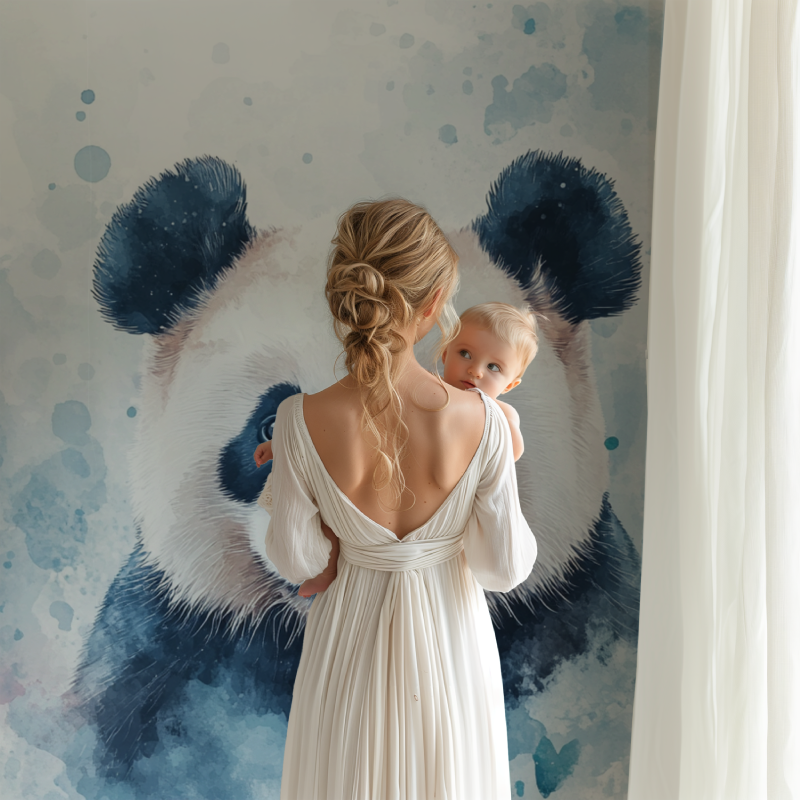 Panda and Butterflies Wallpaper | Murals Wallpaper