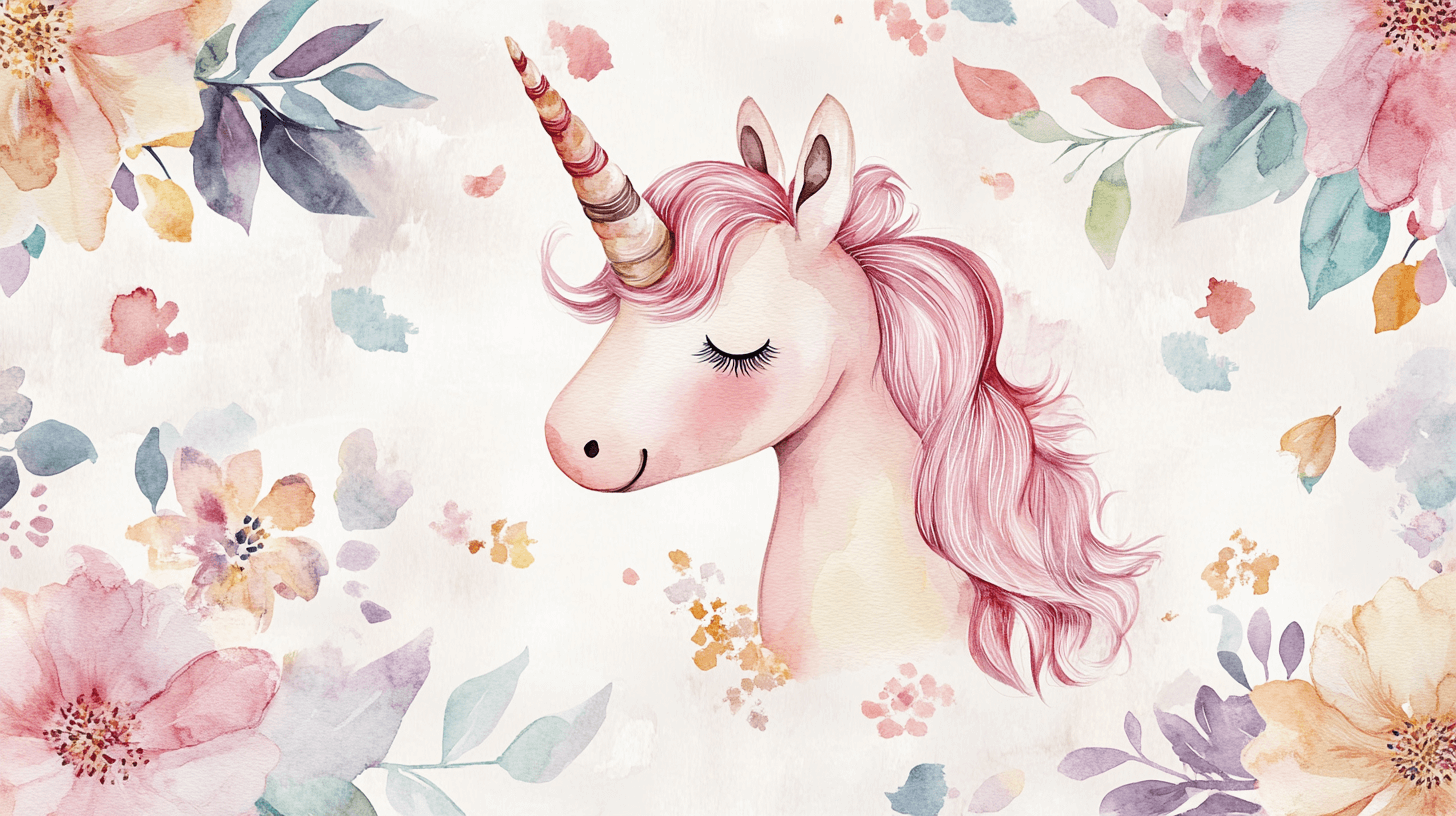 Happy Unicorn Wall Decor Wallpaper | Murals Wallpaper