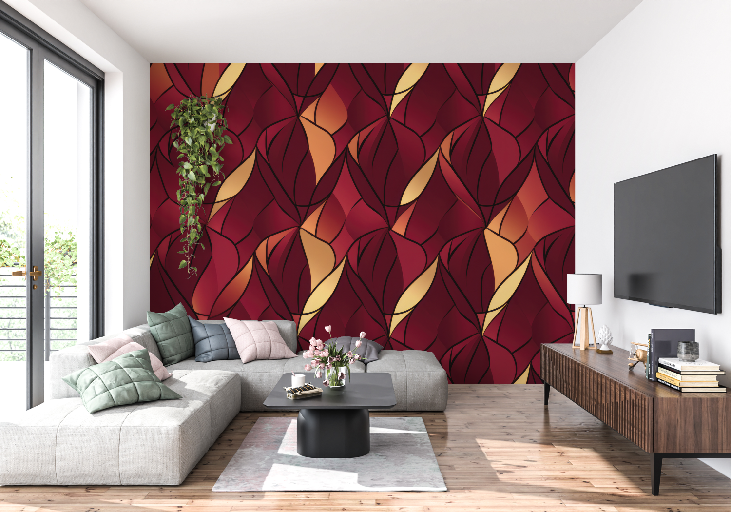 Red Deco Art Wallpaper | Murals Wallpaper