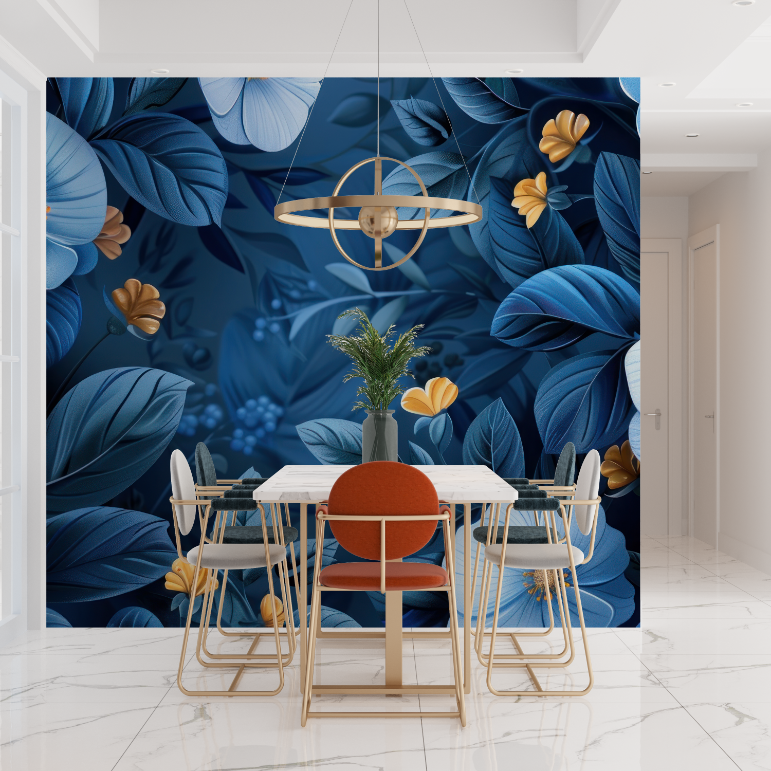 Blue Floral Wallpaper | Murals Wallpaper