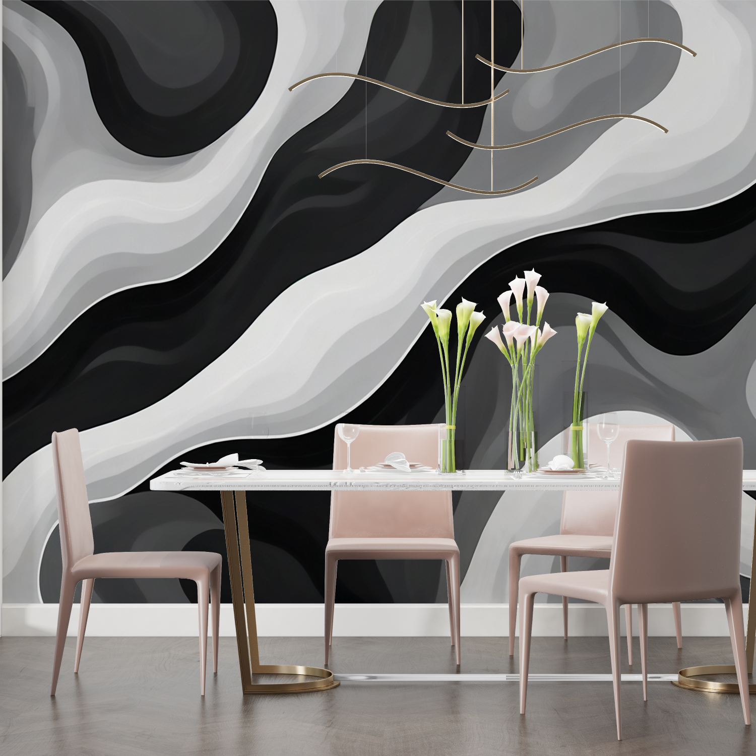 Tapeten in Grau, Weiß und Schwarz | Wandbilder