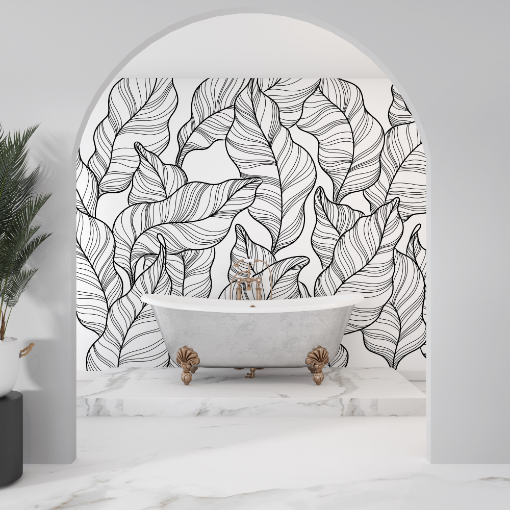 Black and White Wallpaper for Bathroom | Murals Wallpaper