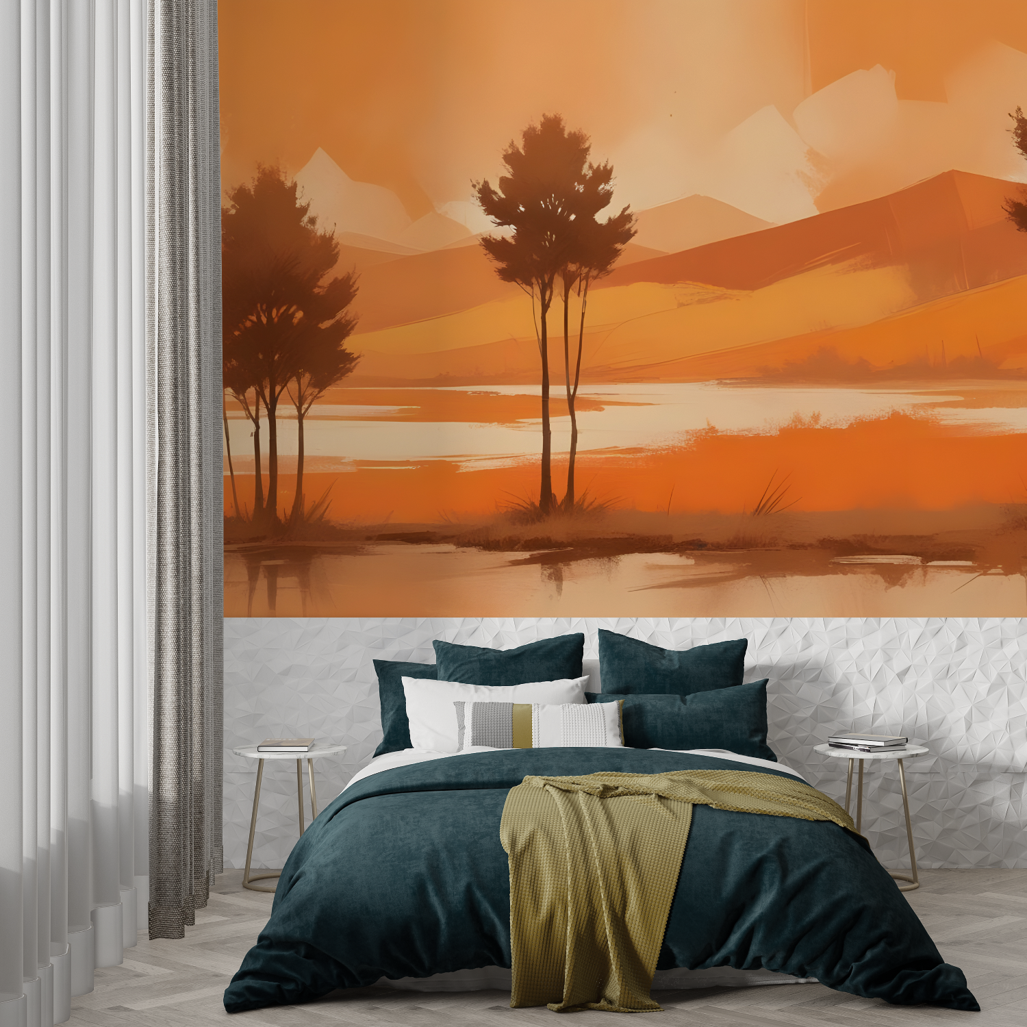 Orange Panoramic Wallpaper | Murals Wallpaper