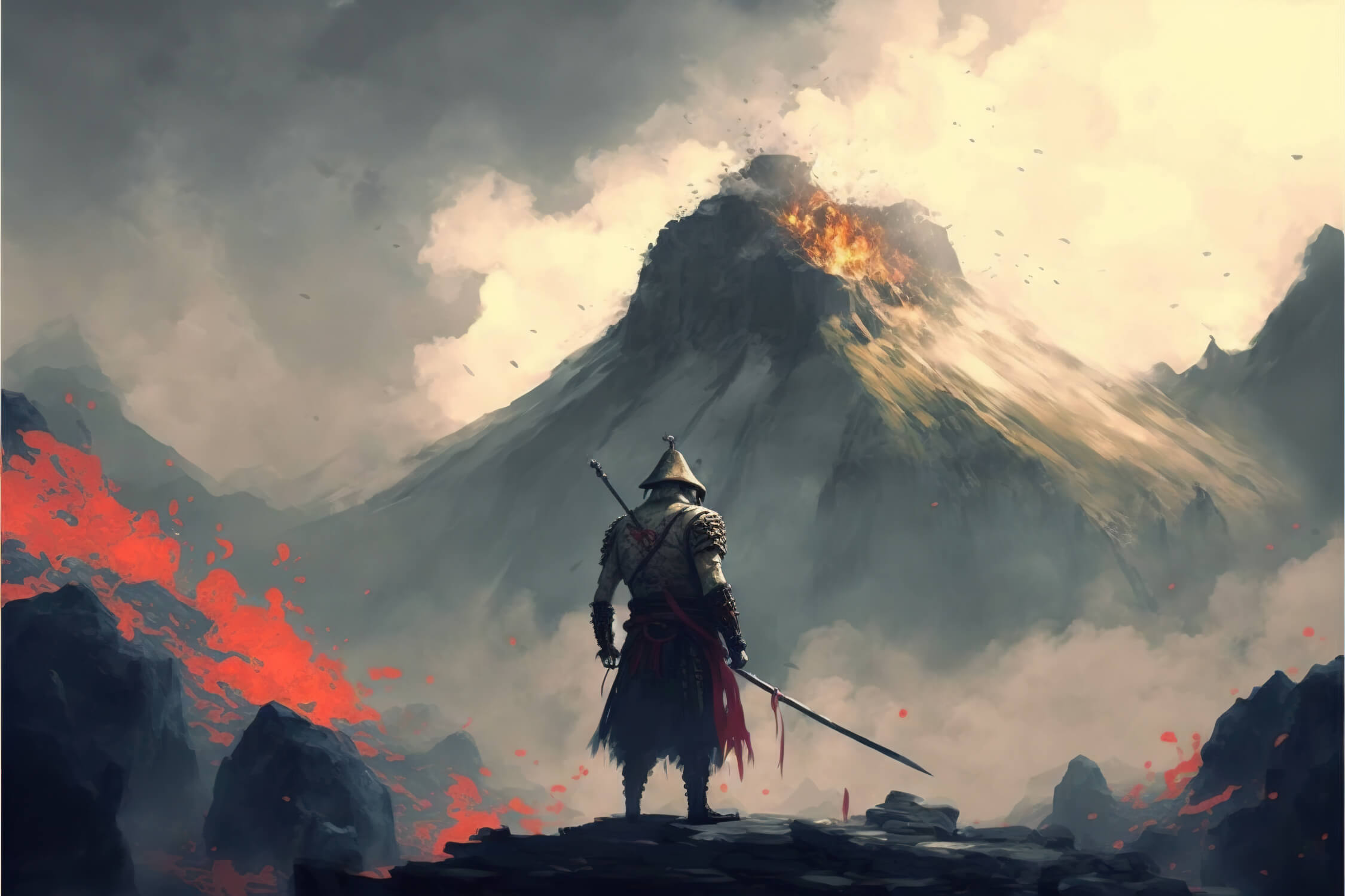 Samurai and Mountain Wallpaper | Murals Wallpaper