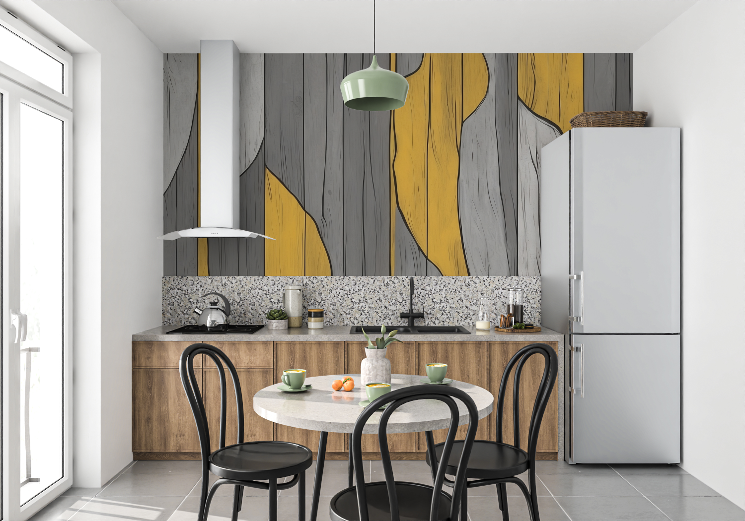 Mustard Yellow and Gray Wallpaper | Murals Wallpaper