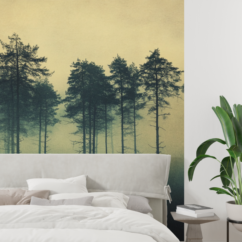 Watercolor Forest Wallpaper Wrapped in Mist | Murals Wallpaper