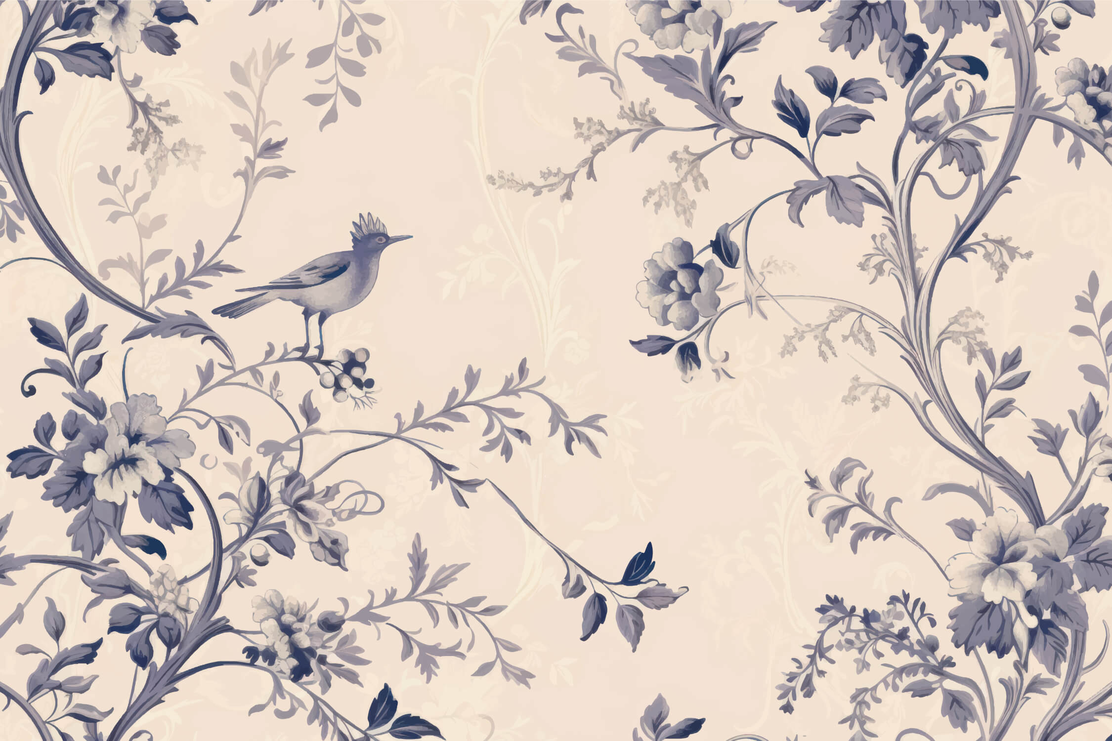 Toile de Jouy Wallpaper in Blue | Murals Wallpaper
