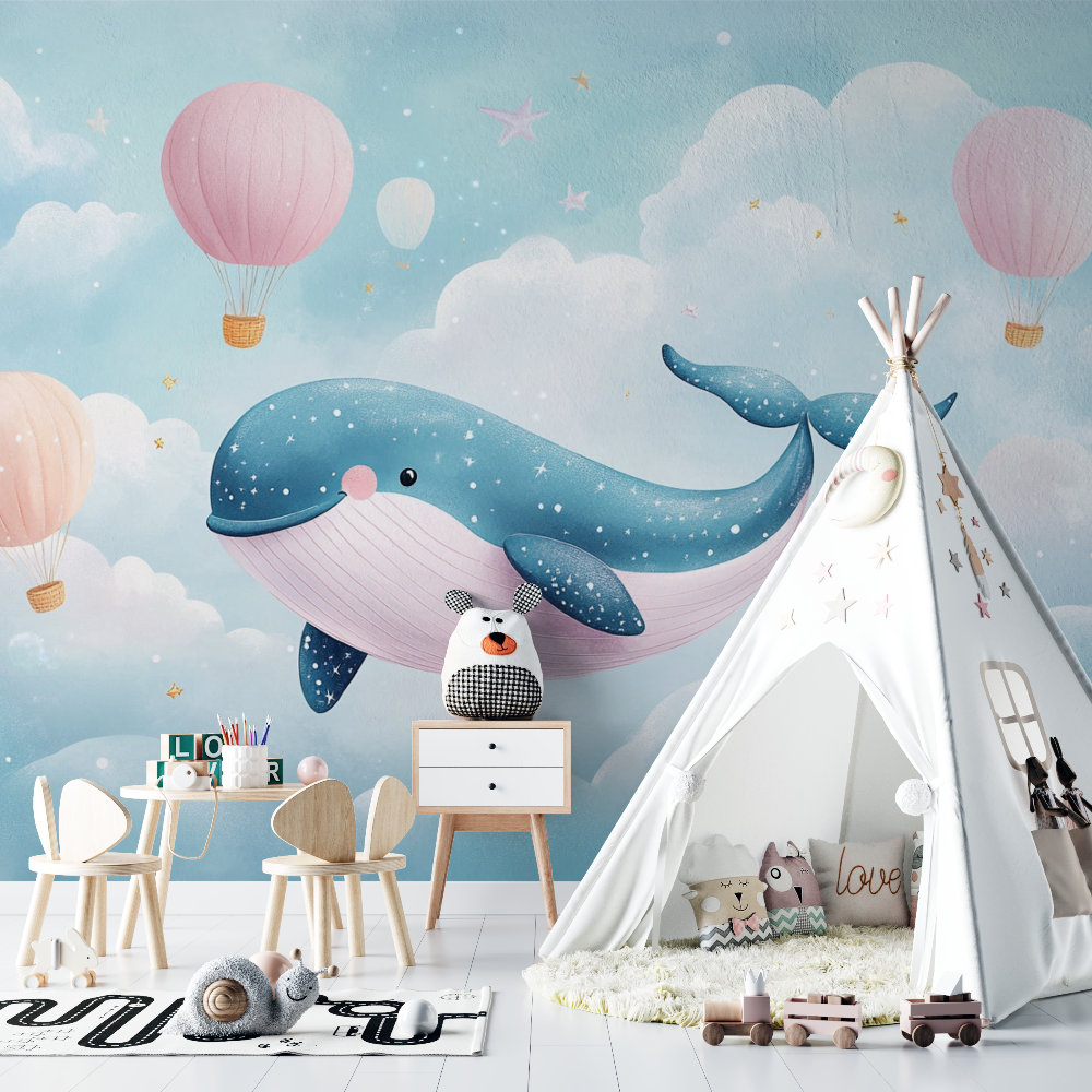 Cloud Cotton Whale Wallpaper | Murals Wallpaper