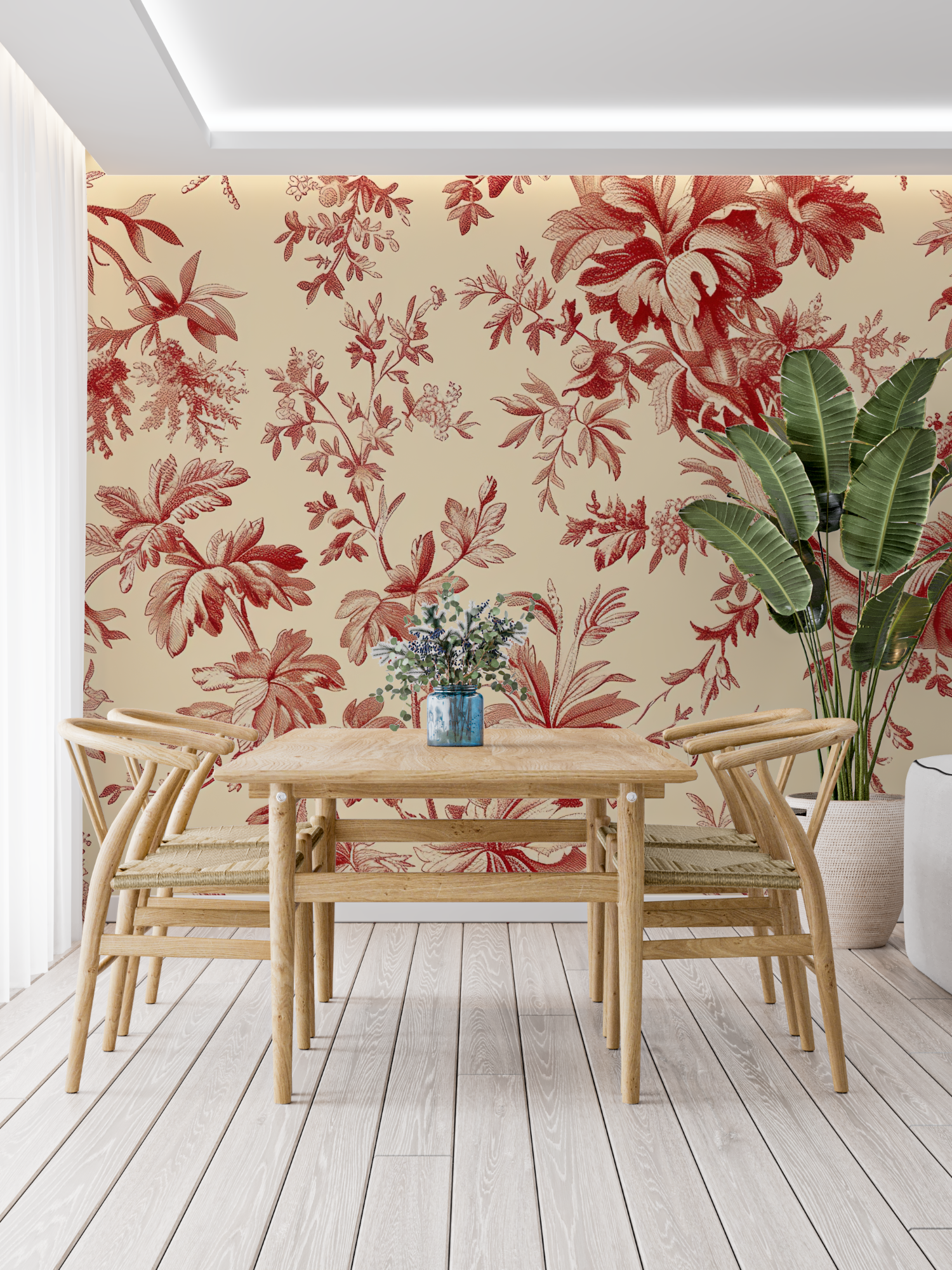 Red Toile Wallpaper | Murals Wallpaper