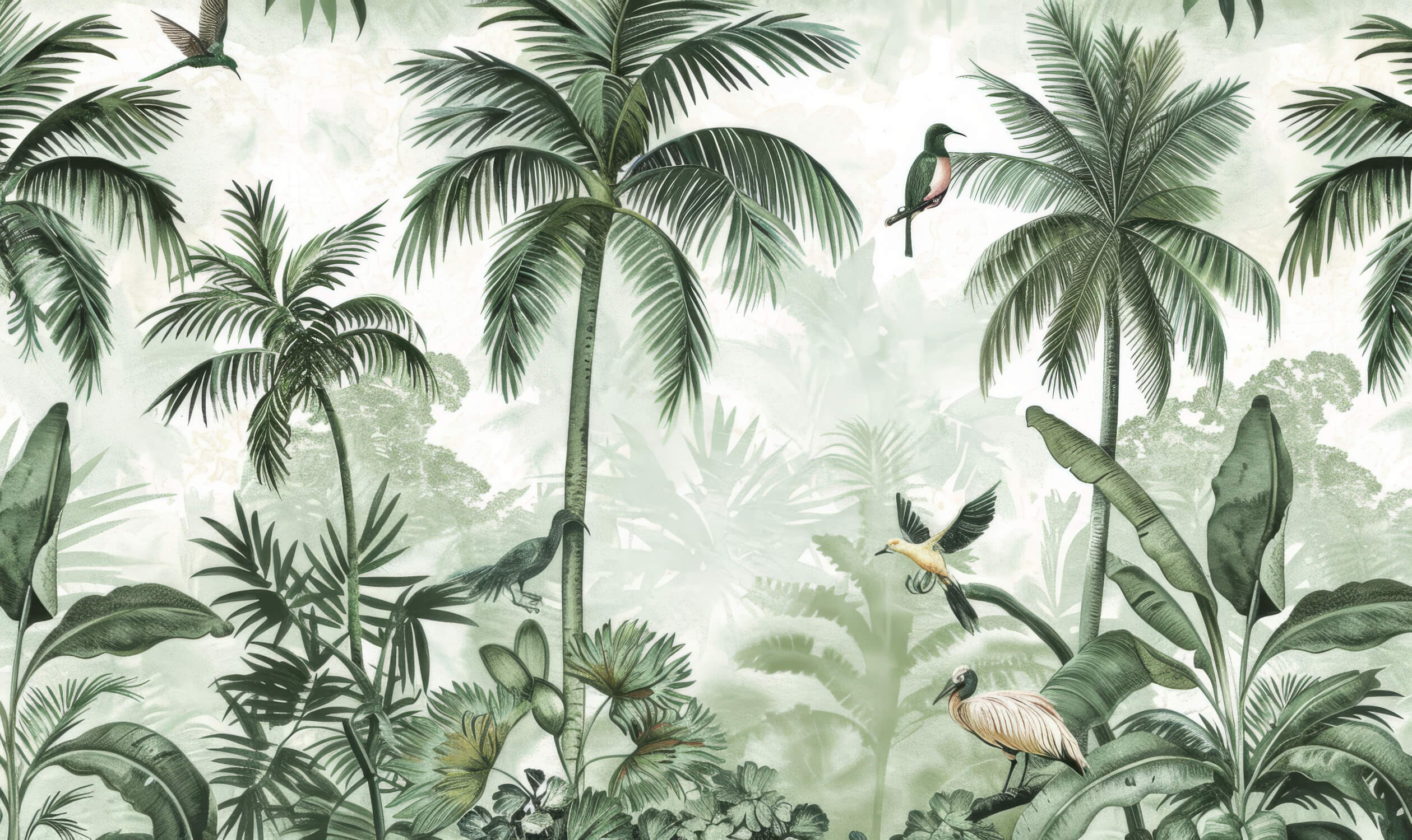 Green Gray Jungle Wallpaper | Murals Wallpaper