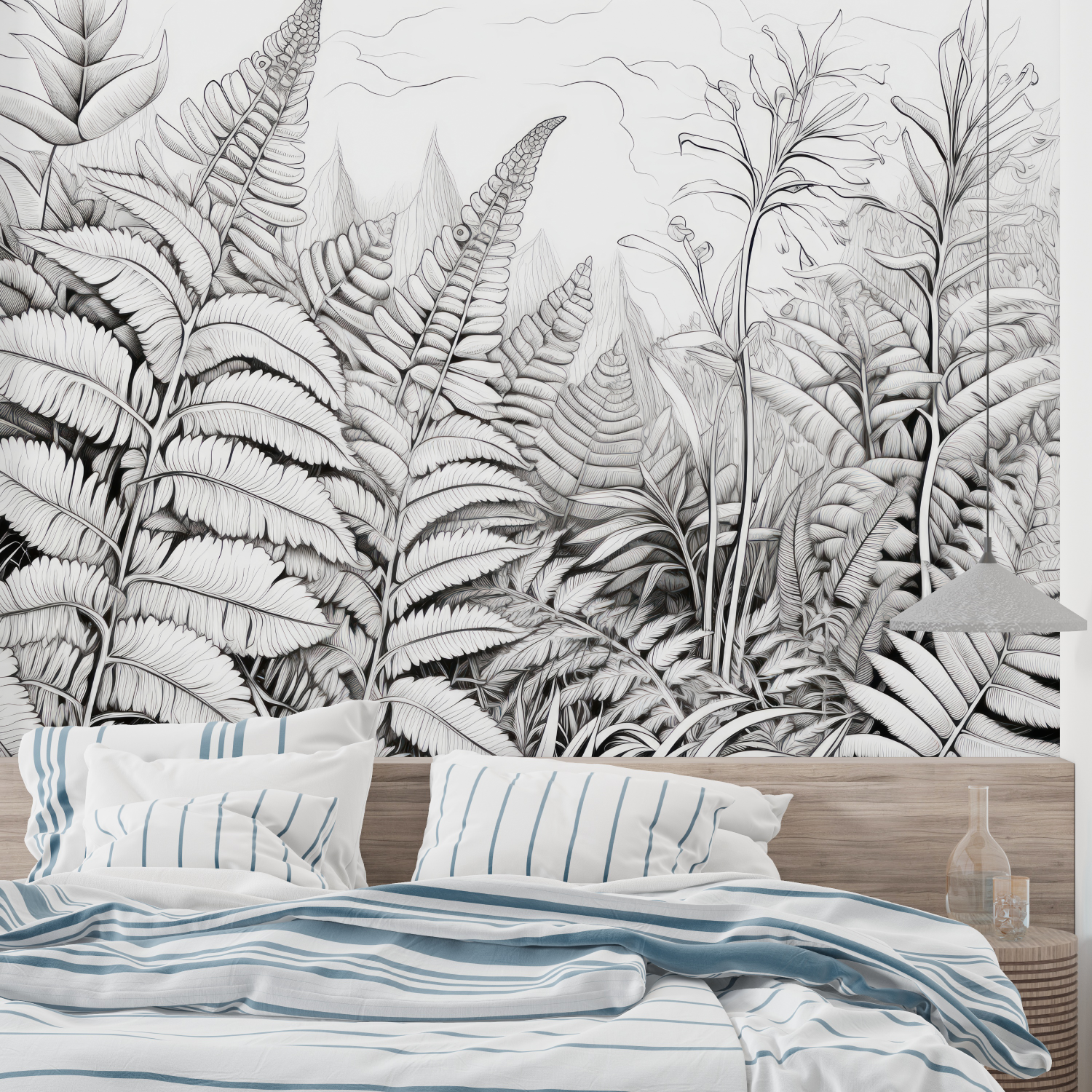 Black and White Tropical Jungle Wallpaper | Murals Wallpaper