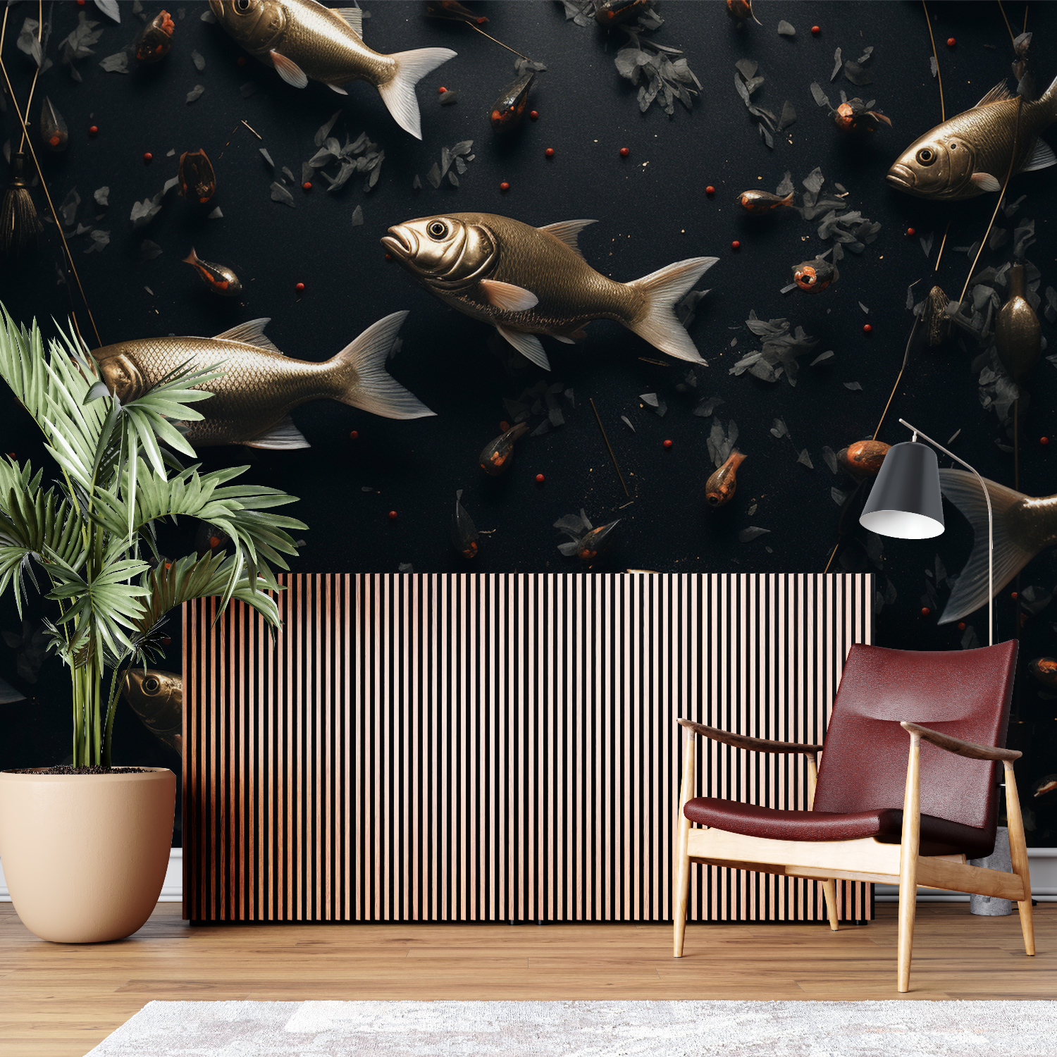 Fish Wallpaper Black Background | Murals Wallpaper