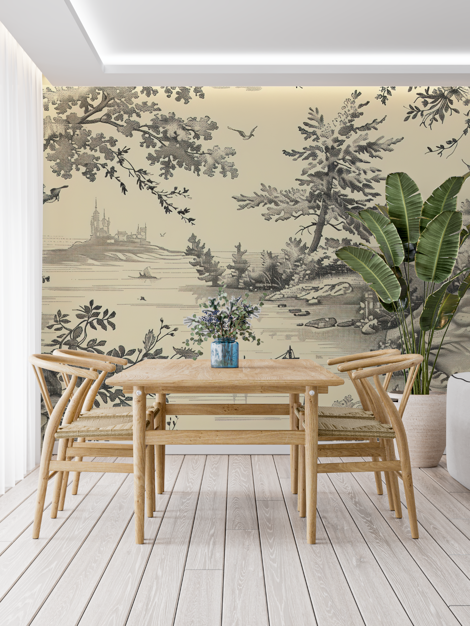 Black Toile de Jouy Wallpaper | Murals Wallpaper