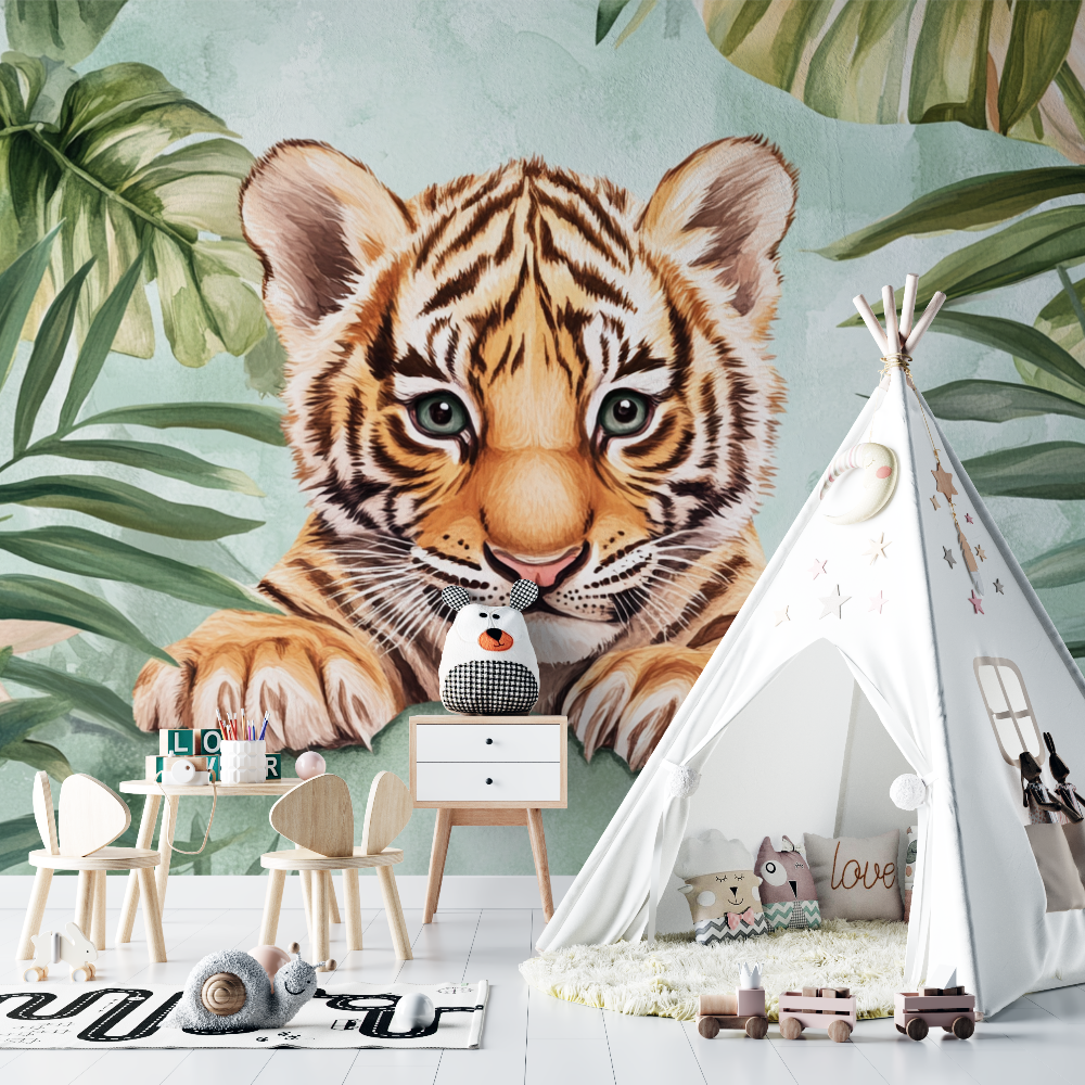 Tiger and Tropical Foliage Wallpaper | Murals Wallpaper